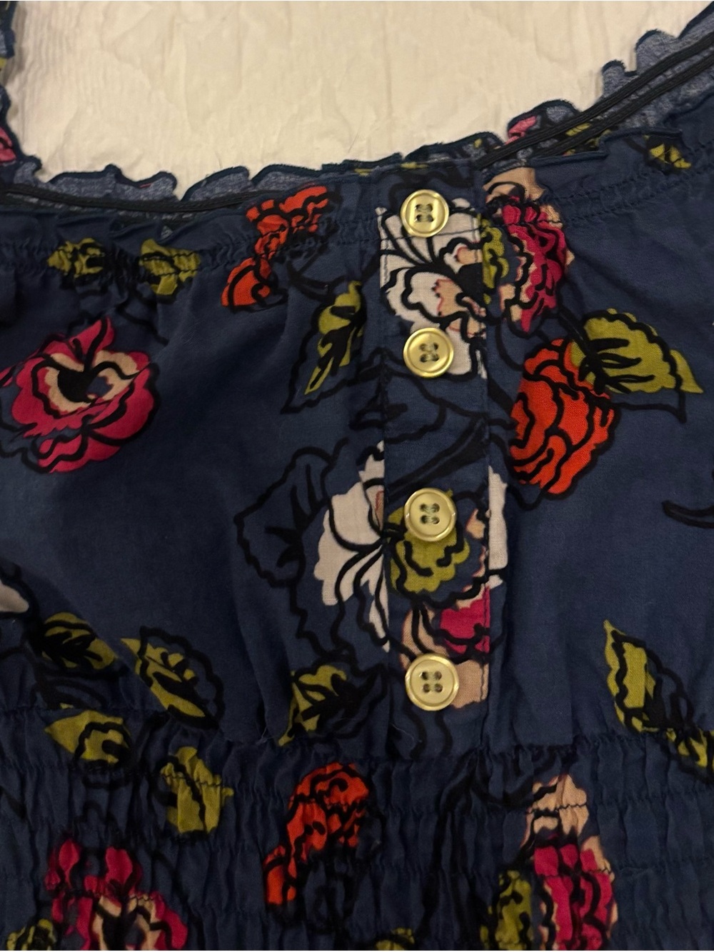 Fire Los Angeles Navy Floral Romper with Pink & White Blooms - Picture 3 of 4